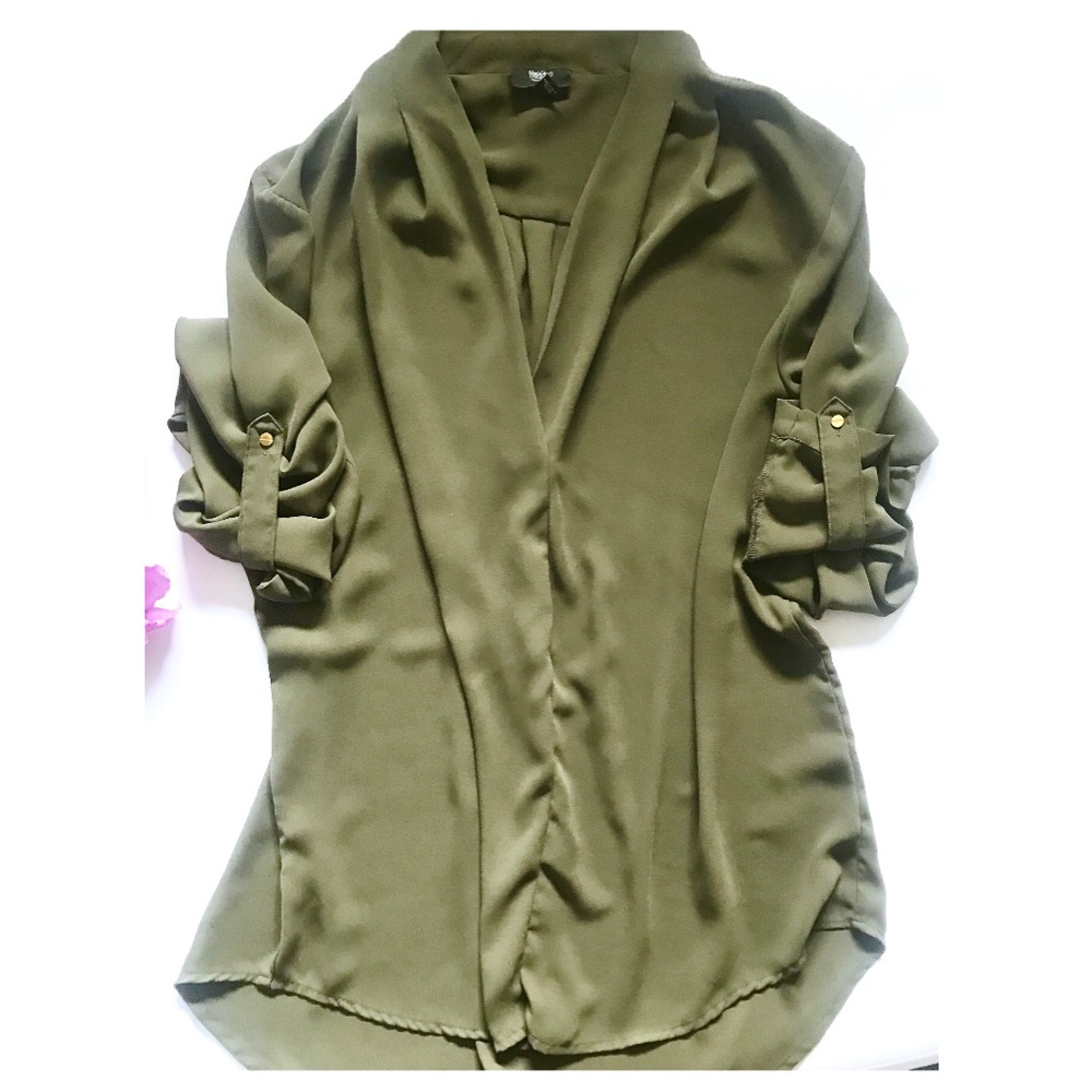MOSSIMO • Olive Green • CONVERTIBLE SLEEVE BLOUSE